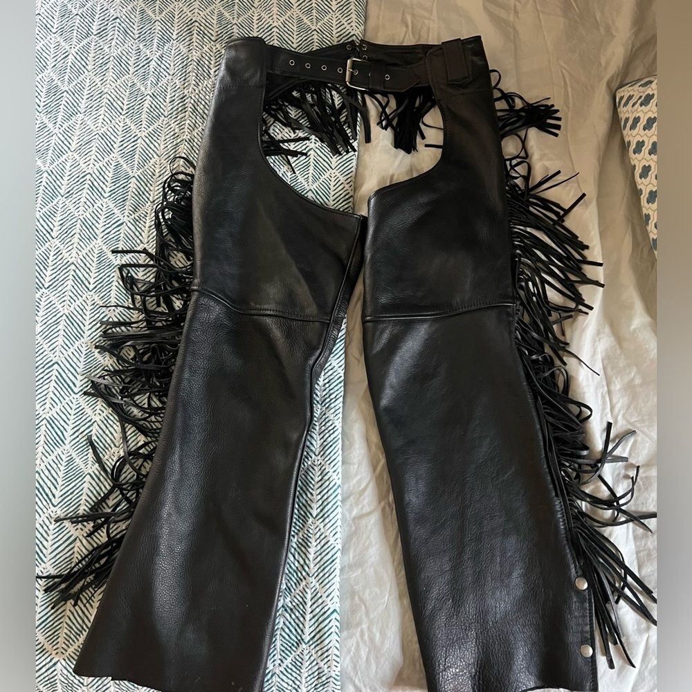 Genuine Leather Fringe Chaps